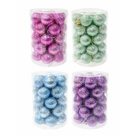 Baubles Ribbed Pearl 3cm 34pk Asst