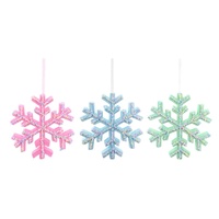 Hanging Pastel Snowflake 19cm Asst