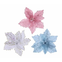 Iridescent Sequins Poinsettia Stem Asst