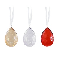 Hanging Crystal Pear Drop 6cm Asst