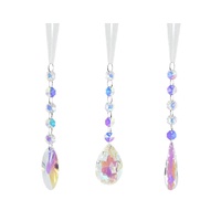 Hanging Crystal Drop Iridescent 17.5cm Asst