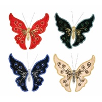 Butterfly Velvet Sequins Clip Asst