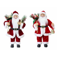 Santa Figure Velvet Red/Burgundy 60cm Asst