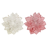 Metallic Placemat Poinsettia 48cm Asst