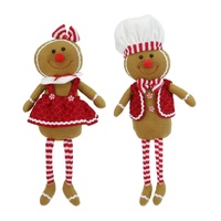 Gingerbread Mr/Mrs Candy Stripe Sitting 50cm Asst