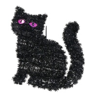 Tinsel Black Cat Silhouette – Pink Eyes