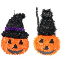 Tinsel Pumpkin Wall Hangings – Witch Hat & Black Cat Designs