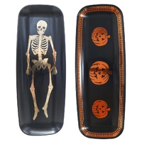 Halloween Character Serving Trays - Skeleton & Pumpkins - Set of 2