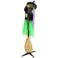 Hanging Wicked Witch on Broom Halloween Prop