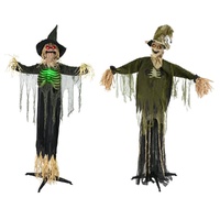 Dual Hanging Light-Up Scarecrows Halloween Prop