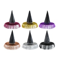 Witch Hat With Tinsel Asst