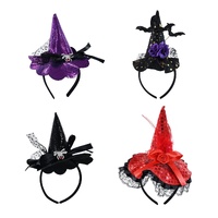 Witch Hat Headband With Bow Hat Asst