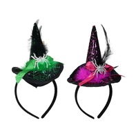 Spider Web Witch Hat Headband Asst