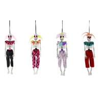 Hanging Skeleton Clown 40cm Asst