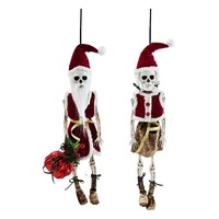 Hanging Skeleton Santa 50cm Asst