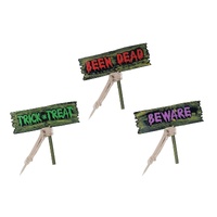 Warning Sign Yard Stakes 39cm Asst