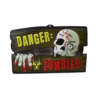 Hanging Zombie Warning Sign 44cm
