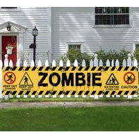 Zombie Warning Yard Banner 3m
