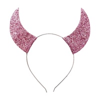 Pink Glitter Devil Headband
