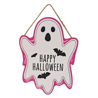 Pink Happy Halloween Ghost Sign 30cm