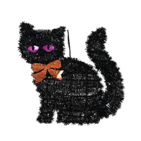 Hanging Tinsel Black Cat 32cm