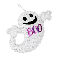 Hanging Tinsel Ghost Ornament 23cm