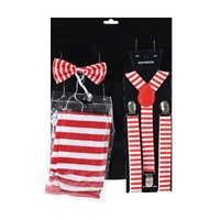 Red and White Stripe Suspenders Set