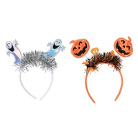 Tinsel Ghost and Pumpkin Headband Asst