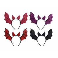 Glitter Bat Headband Asst