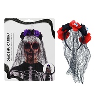 Flower Veiled Headband Asst