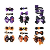 Spooky Bow Hair Clips 3pk Asst
