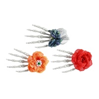 Skeleton Hand Flower Hair Clip Asst