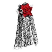 Veil with Flower and Skull Hair Clip