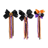 Halloween Bow Hair Clip with Ribbon Asst