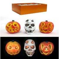 Night Flashing Skull and Pumpkin Asst