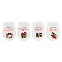 StemLess Wine Glass Diamantes 530mL Asst