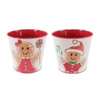 Gingerbread Metal Bucket Asst