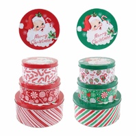 Cookie Tin 3pc Set Candycane Asst