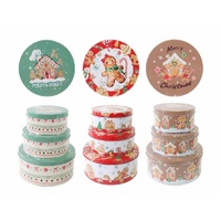 Cookie Tin 3pc Set Gingerbread Asst