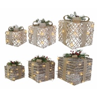 LED Berry Pine Presents Nutbell Topper 3pc Asst