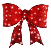 LED Mesh Tinsel Bow Red Twinkle