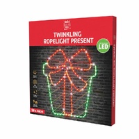 LED Motif Present w/Bow Twinkle