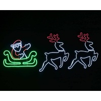 LED Neonflex Santa Twin Deer Sleigh Flashing
