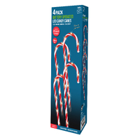 LED Timer Candy Cane Stakes B/OP 4pk 58cm