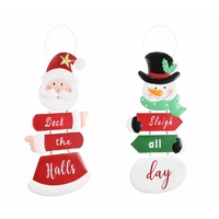 Metal Santa/Snowman Wall Sign Asst