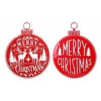 Merry Christmas Metal Yard Bauble Asst