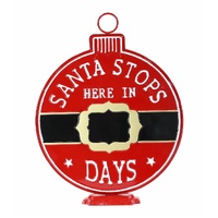 Christmas Yard Bauble Metal Stop Here w/Base