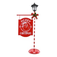 Christmas Metal Solar Lamp-Post w/Sign 82cm