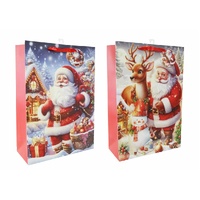 Giftbag X-Lge Cute Santa Glitter Asst