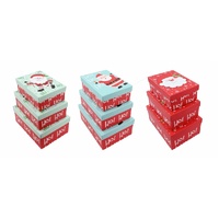 Giftbox Santa Mix Set/3 Rect Asst